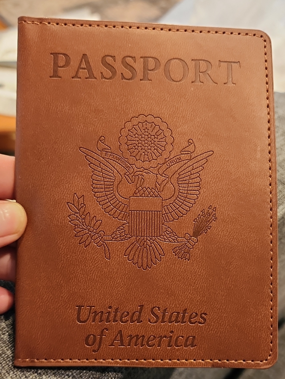 Leather Passport Holder in Brown